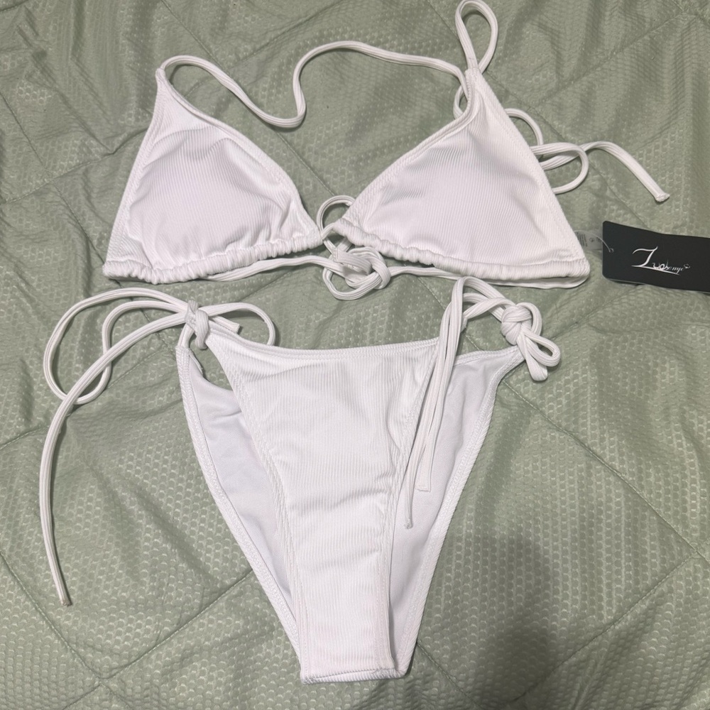 White Triangle‎ tie string Bikini Set NEW smal